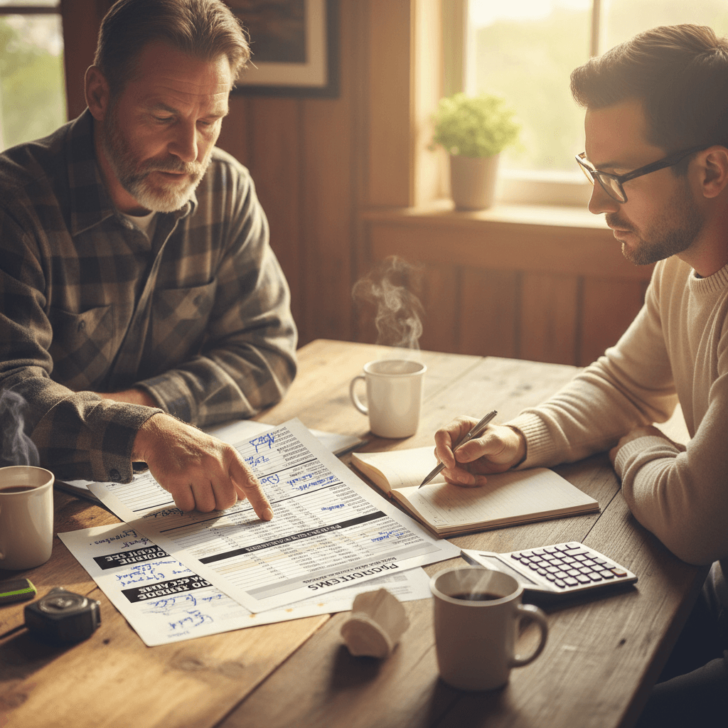 Business owner and advisor reviewing financial reports together