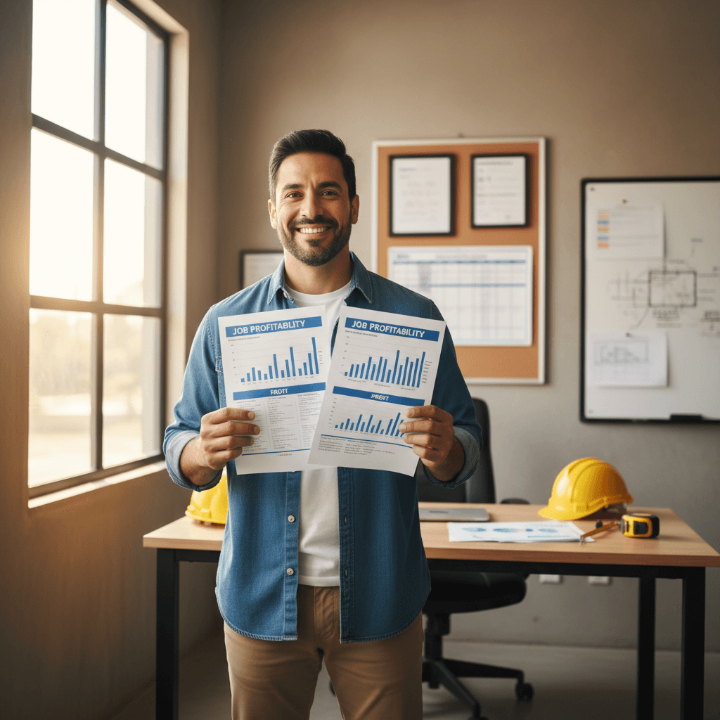 Contractor reviewing profitable job analysis